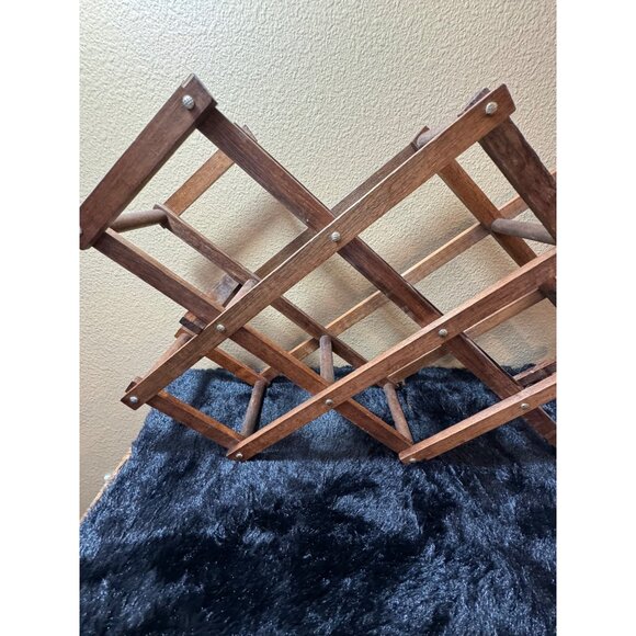 Vintage Wooden Collapsible Wine Rack For 10 Bottles - Picture 2 of 5